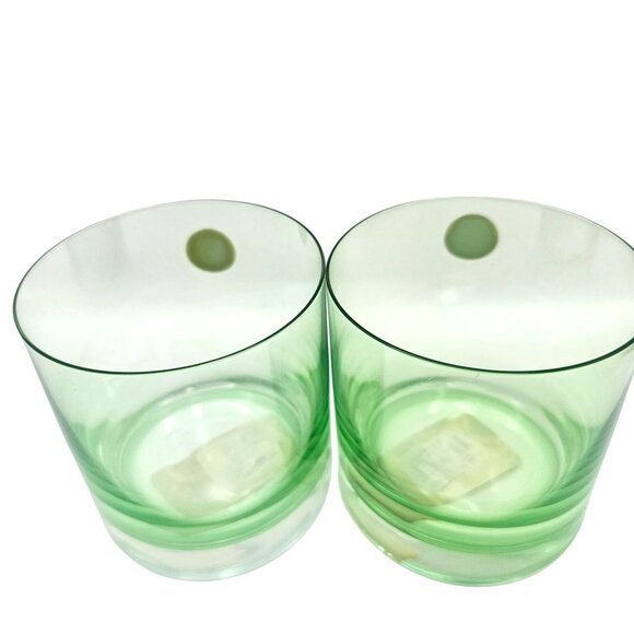 Block Emerald Double Old Fashioned Glasses Set Of 2 Discontinued Blown Glass NEW - Picture 5 of 12